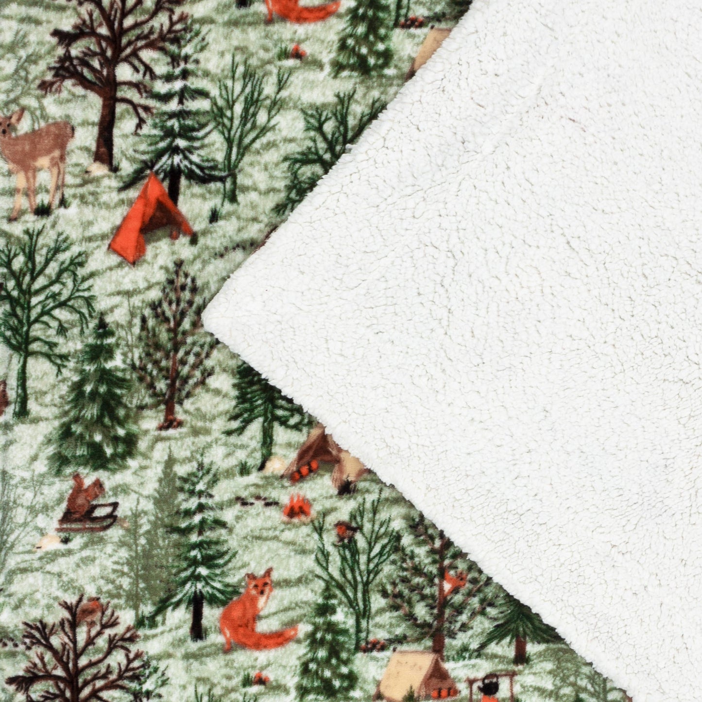 Coperta in pile Sherpa Lodge Wood, verde quercia