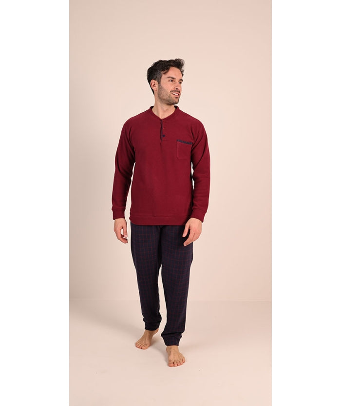 Pigiama uomo 6095 serafino con 3 bottoni con pistagna