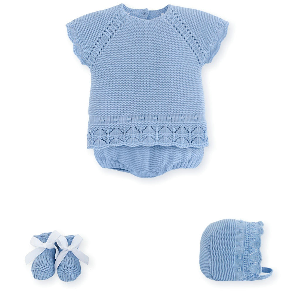 Completino Tricot con pizzo e coulotte in tessuto crepès