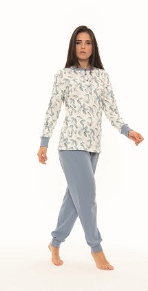 Pigiama donna fantasia foglie