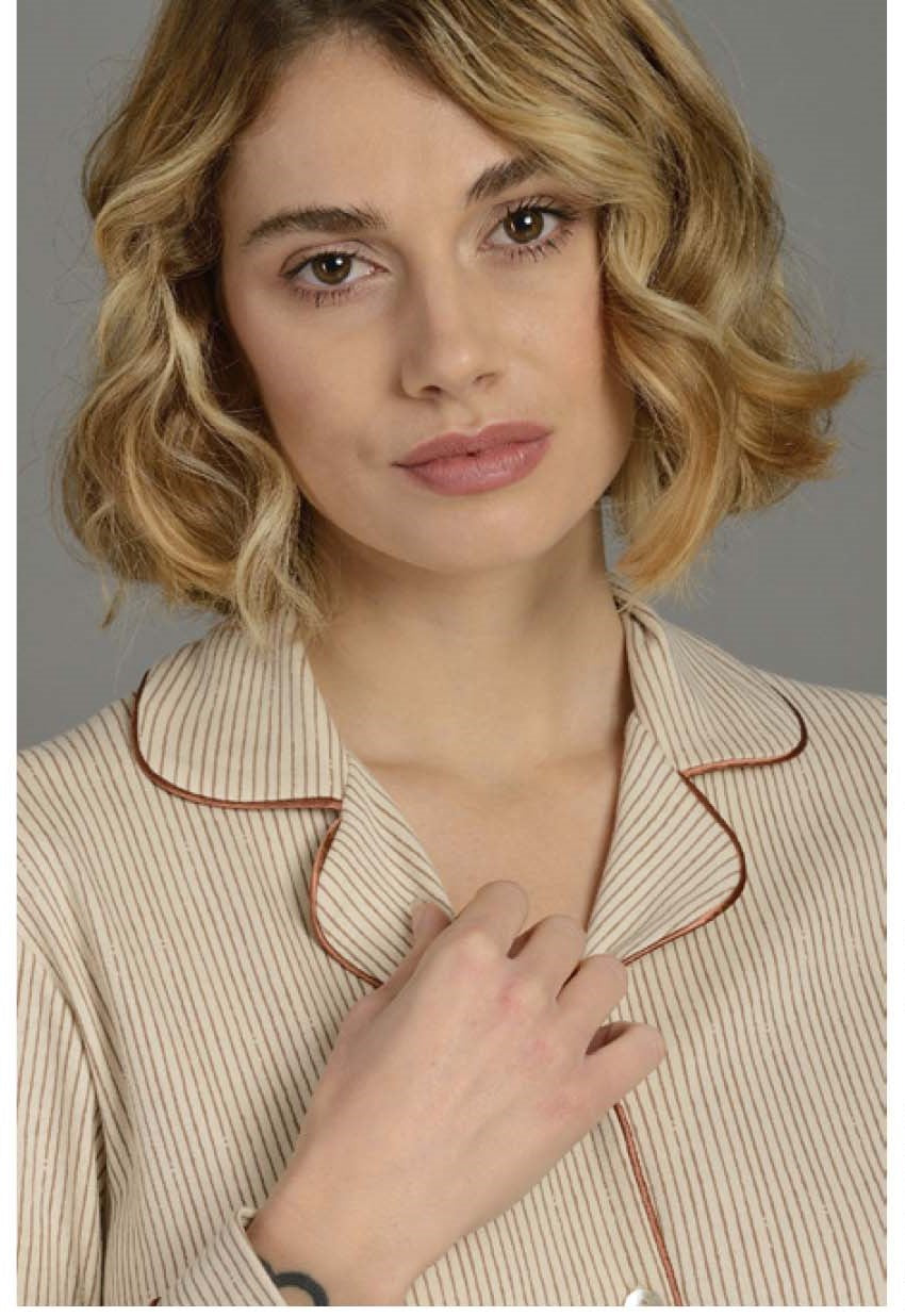 Pigiama donna aperto gessato