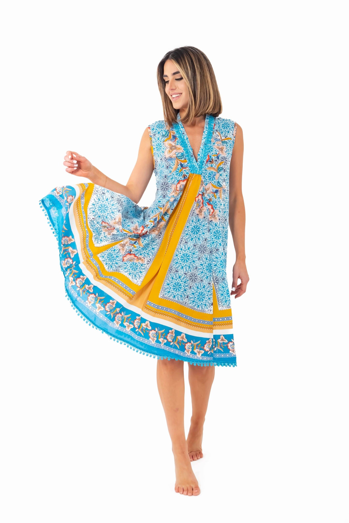 Vestito Micol fantasia mandala e fiori
