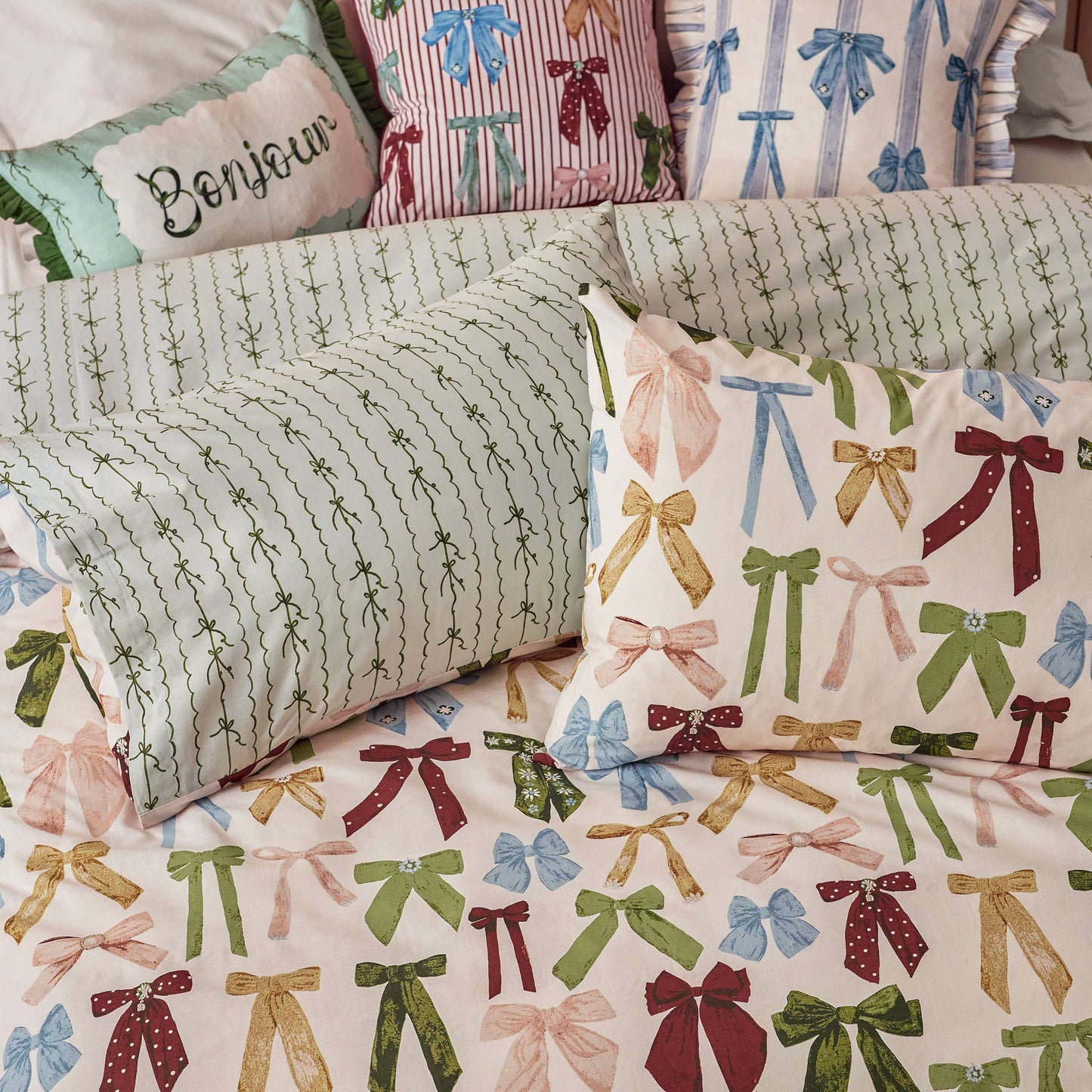 Set copripiumino Noortje Bows rosa seta