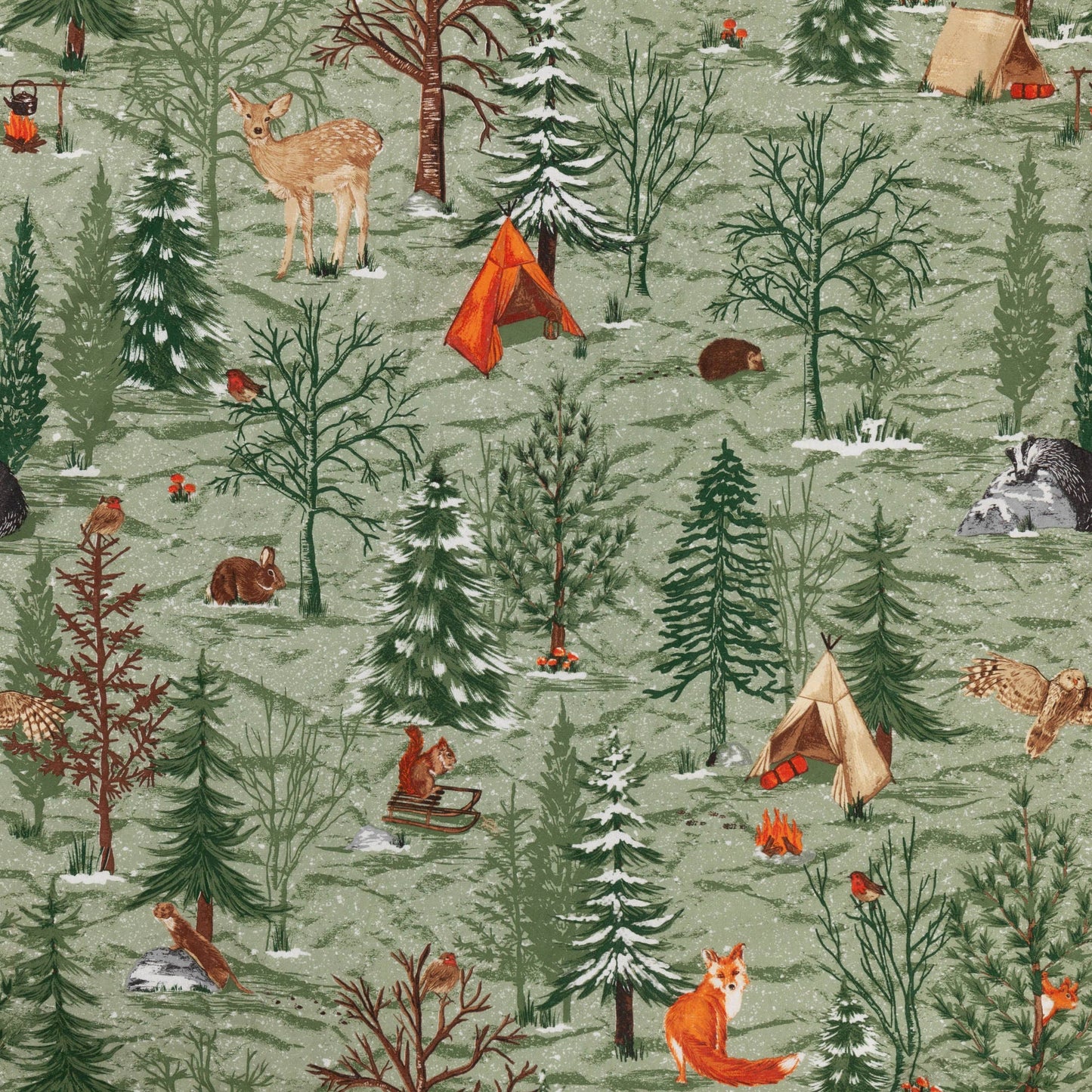 Set copripiumino Lodge Wood 100% cotone spazzolato verde quercia