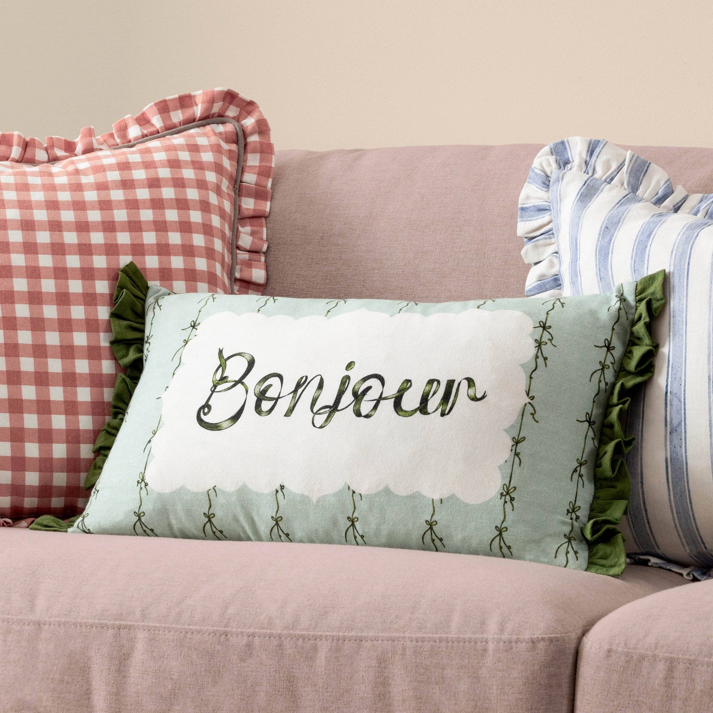 Cuscino stampato Bonjour Mint