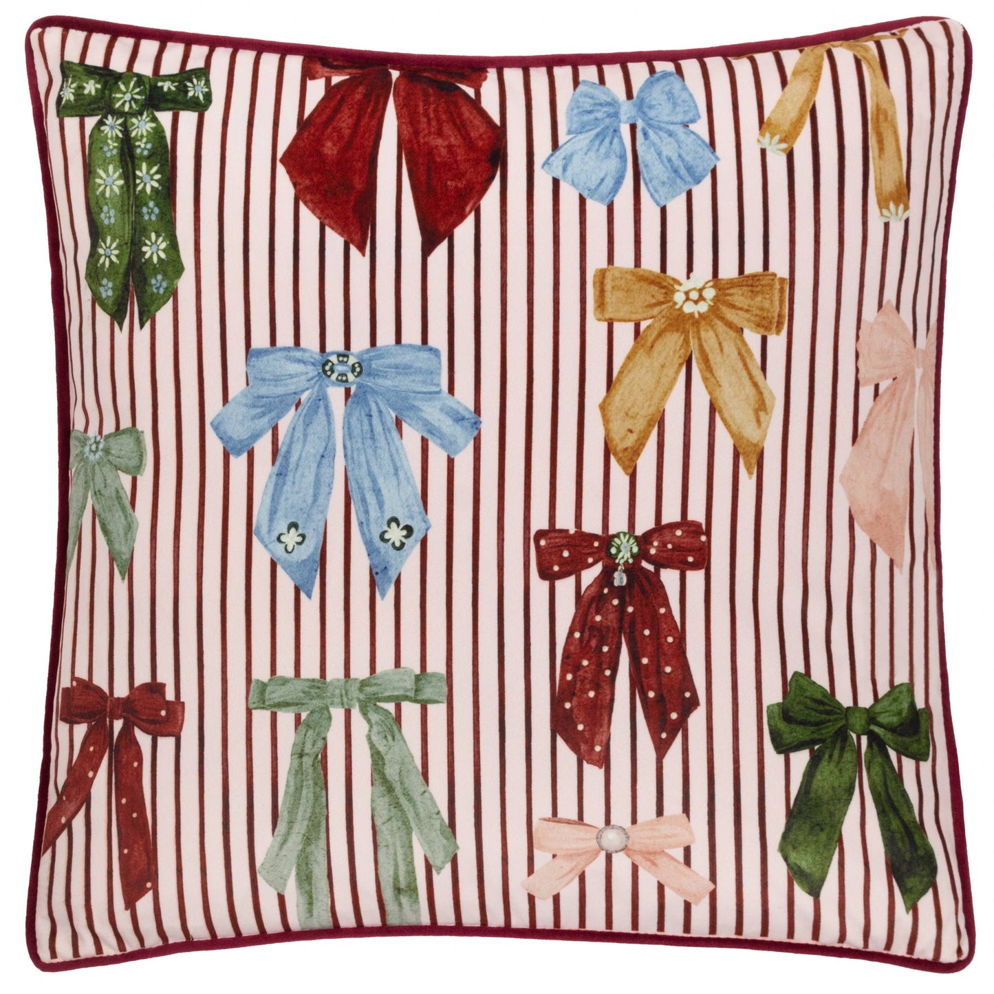 Cuscino Noortje con fiocchi stampati rosa seta