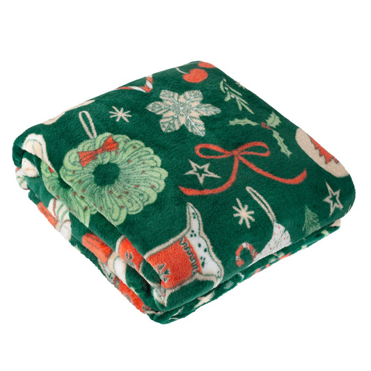 Coperta in Pile Stampata Festive Treats Smeraldo