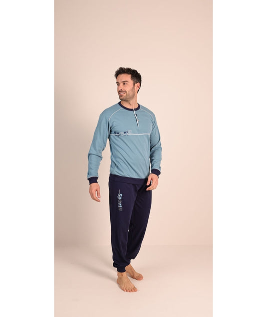 Pigiama uomo 6051 modello tuta serafino in interlock