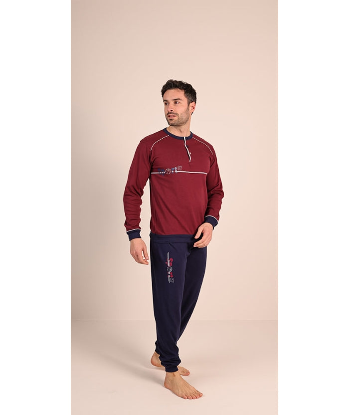 Pigiama uomo 6051 modello tuta serafino in interlock