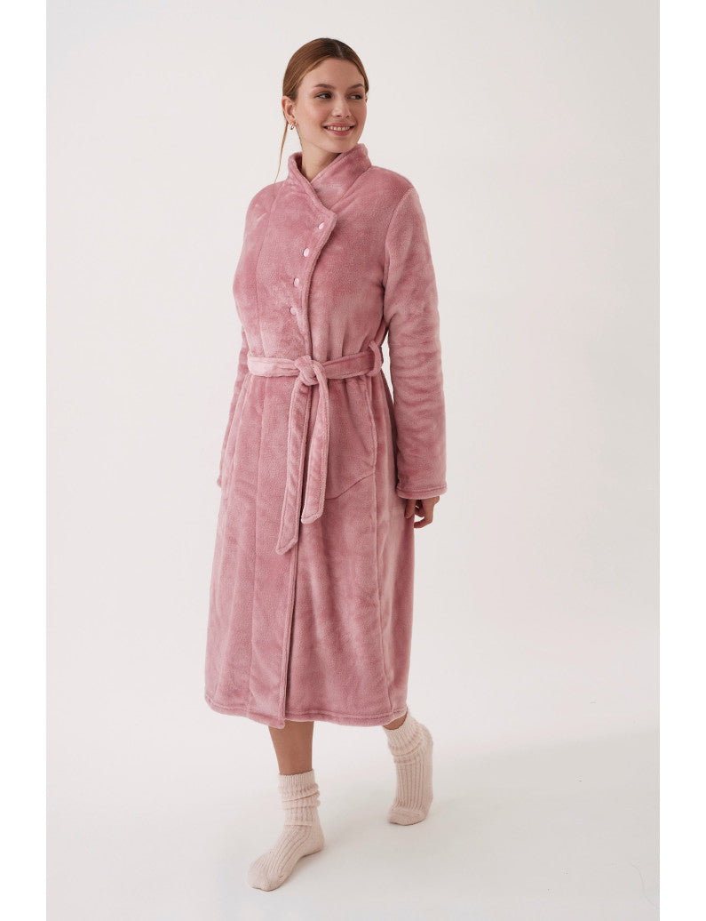 Vestaglia donna 20704 Abbottonata di traverso in velour