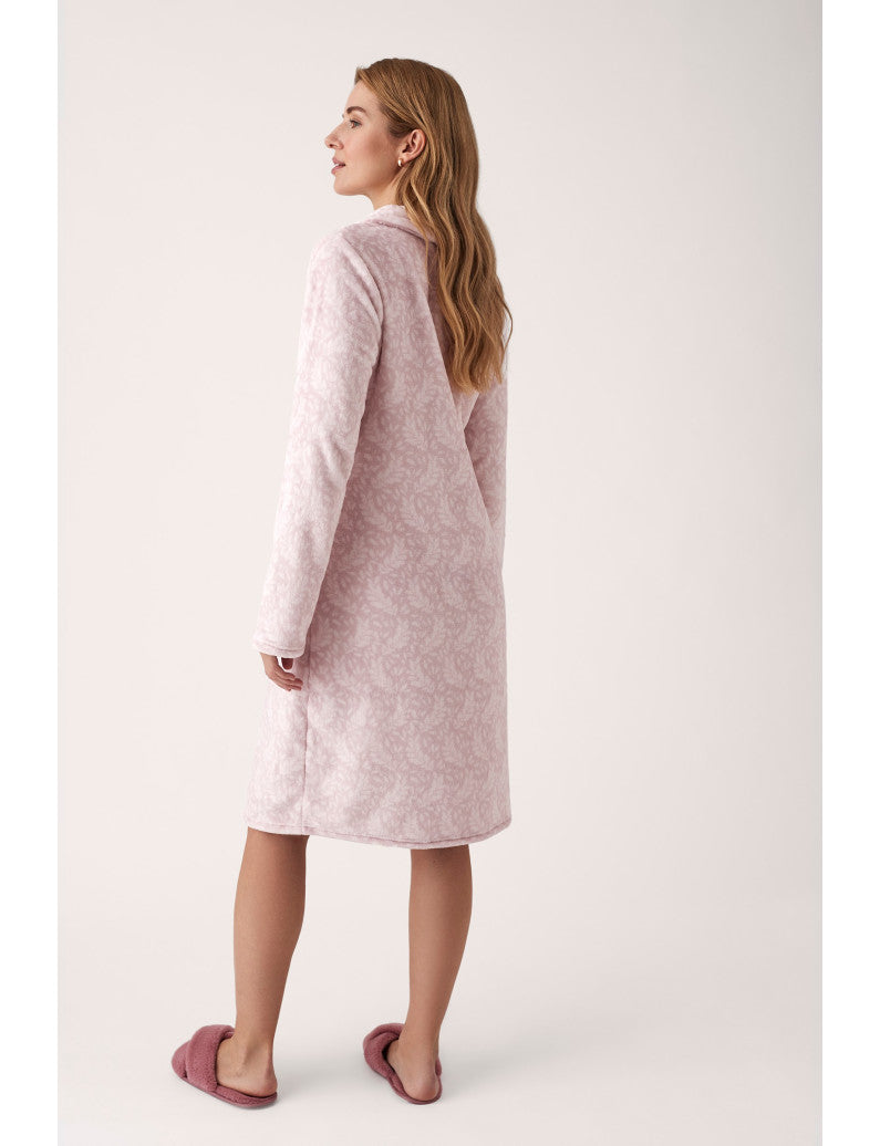 Vestaglia donna 20684 Abbottonata con collo tondo in micropile