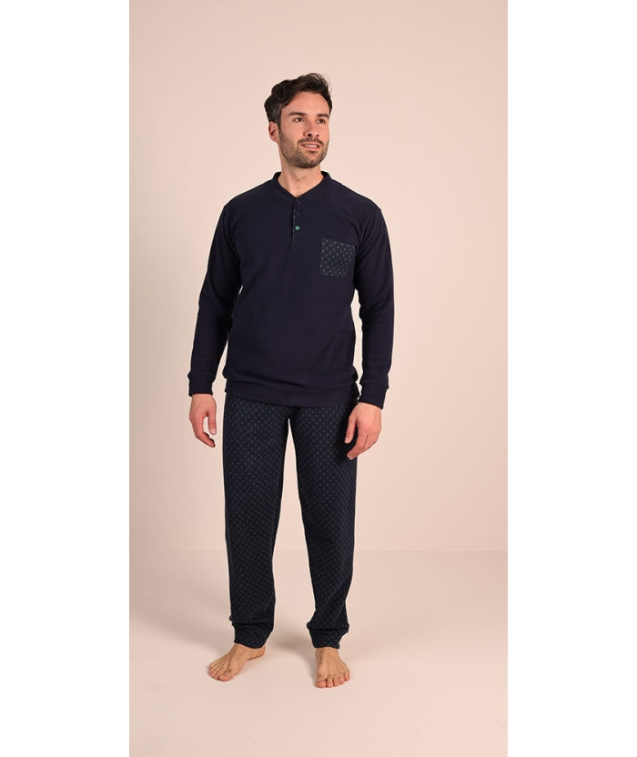 Pigiama uomo 6105 serafino con 3 bottoni con pistagna