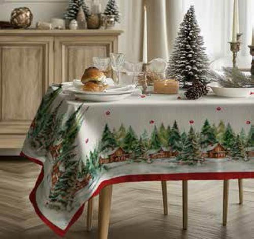 Tovaglia natalizia abeti 12 posti