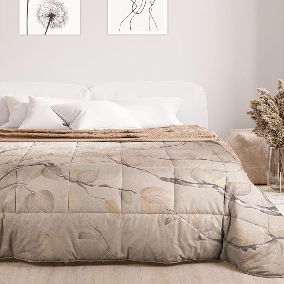 Trapunta Kantha con stampa floreale: copriletto indiano fatto a mano in cotone - Italia Trapunta Kantha con stampa floreale: copriletto indiano fatto a mano in cotone - Italia